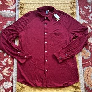 Ibex OD shirt button down long sleeve Red Ant Heather merino wool Men’s XL